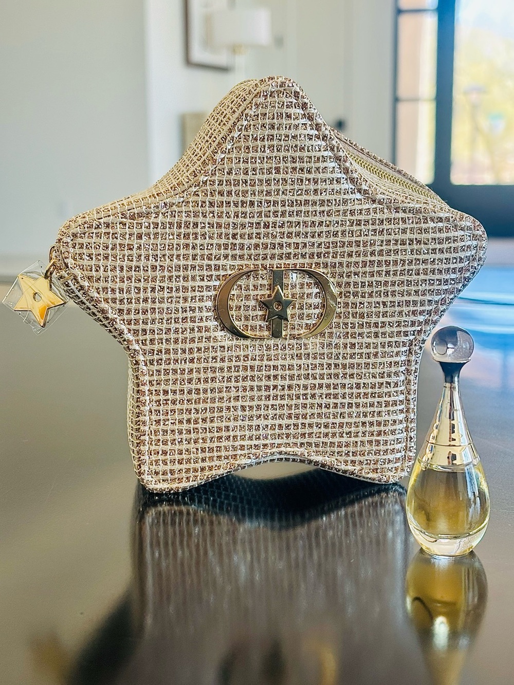 Dior Gold Star Cosmetic Bag with Miniature J’adore l’Or Par